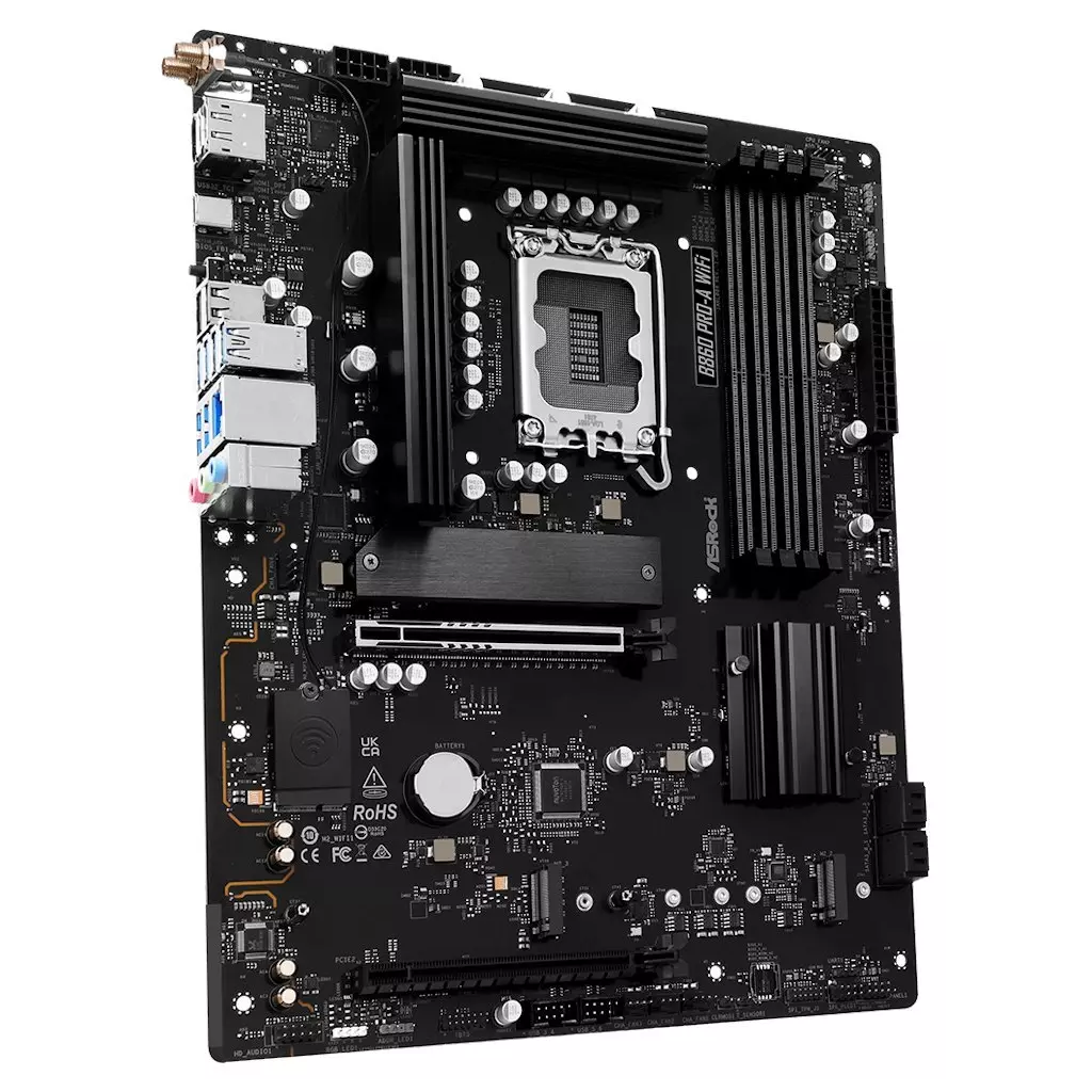 Obrázek produktu ASRock B860 Pro-A WiFi Intel B860 LGA1851 4x DDR5 3x M.2 HDMI DP USB-C WiFi ATX