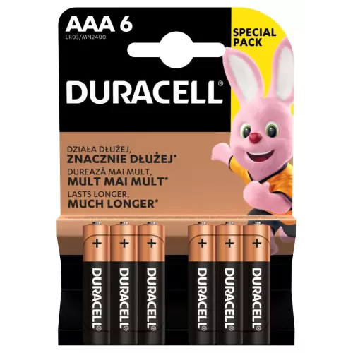 obrázek produktu Baterie Duracell Basic, AAA (LR03), blistr, 6-pack, 42327