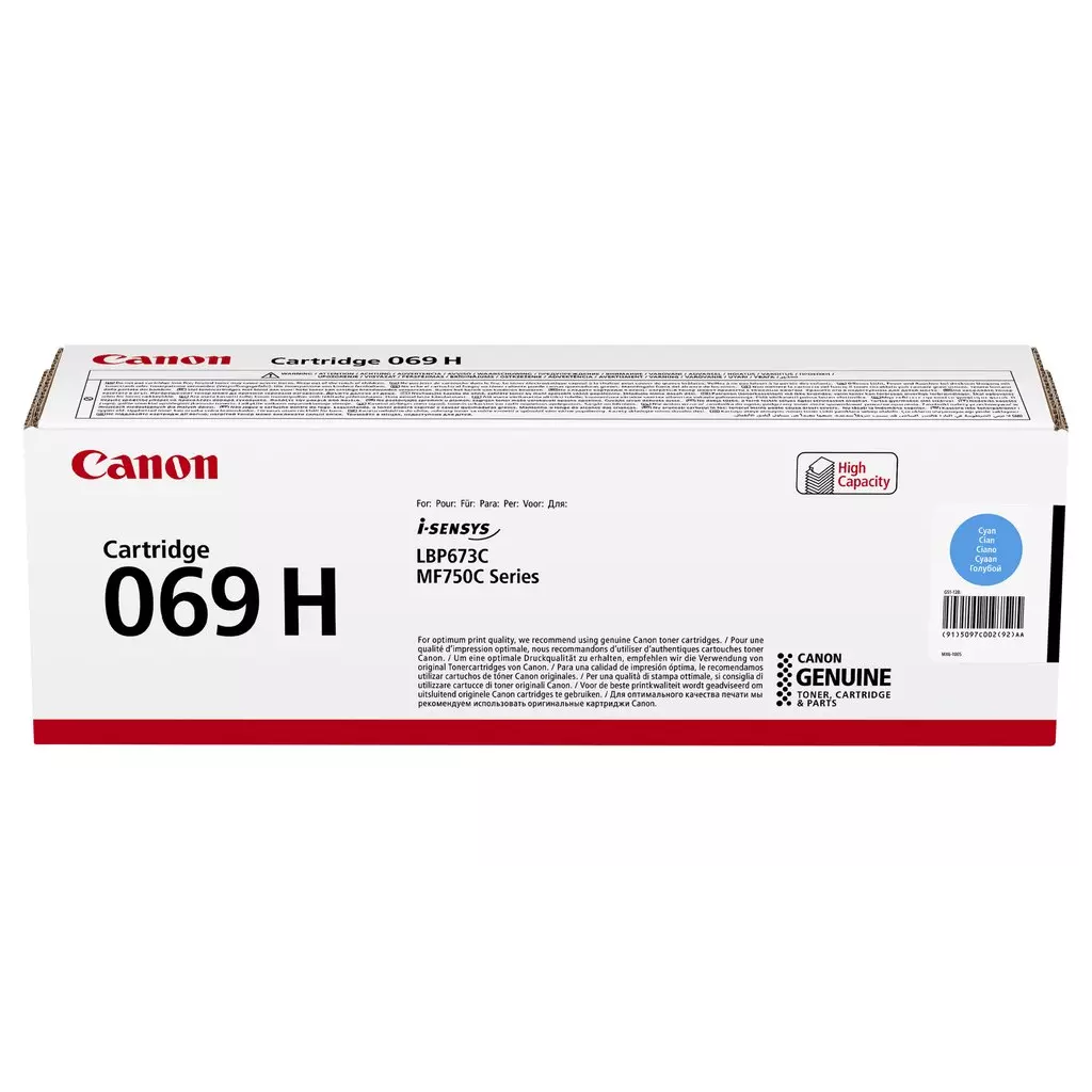 Obrázek produktu Canon originální vysokokapacitní toner 069 H C azurový, MF752Cdw, 754Cdw, LBP673Cdw, kapacita 5 500 stran K 