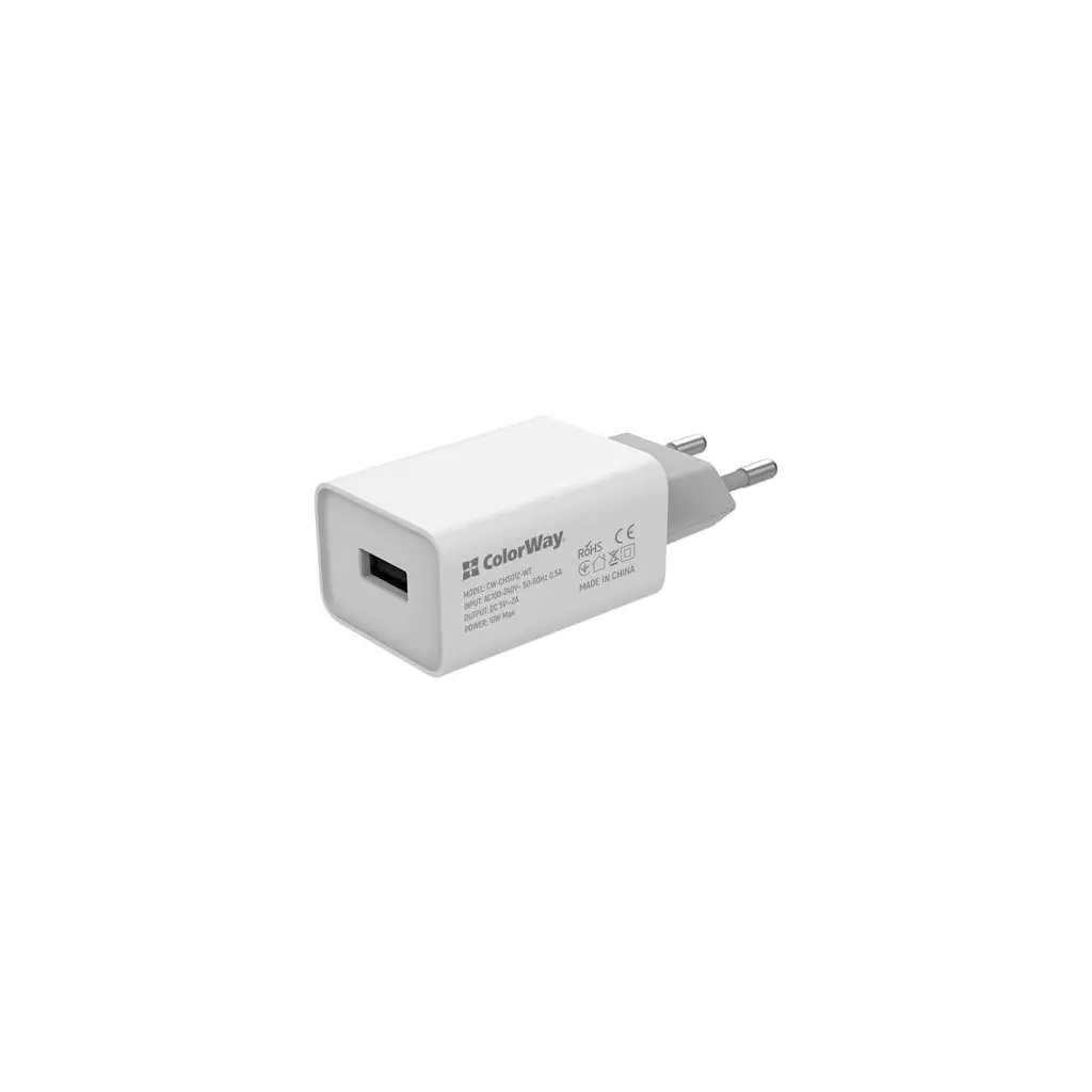 Obrázek produktu COLORWAY 1x USB/ síťová nabíječka/ 10W/ 100V-240V/ Bílá