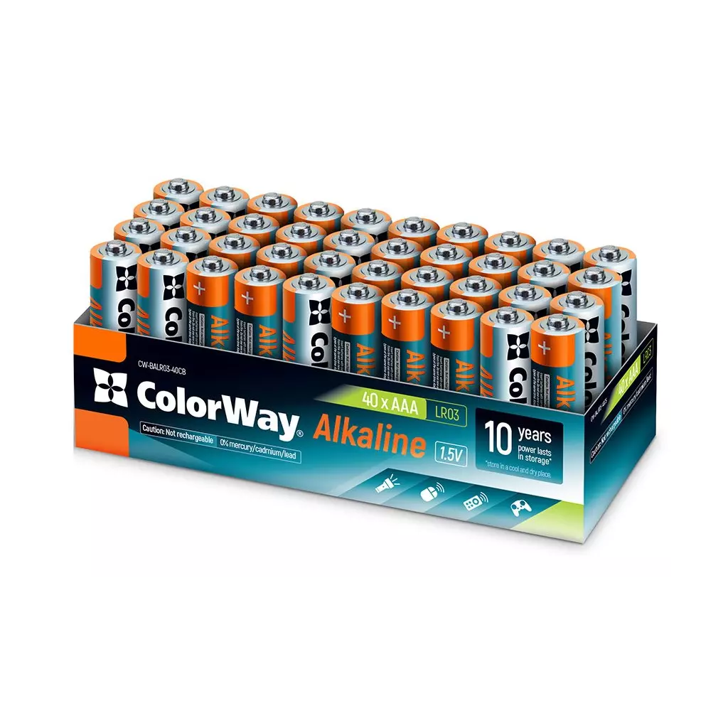 Obrázek produktu Colorway alkalická baterie AAA/ 1.5V/ 40ks v balení