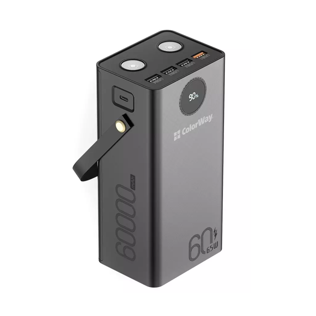 Obrázek produktu COLORWAY powerbanka/ 60 000mAh/ 4x USB QC3.0/ USB-C Power Delivery 65W/ LED/ Černá