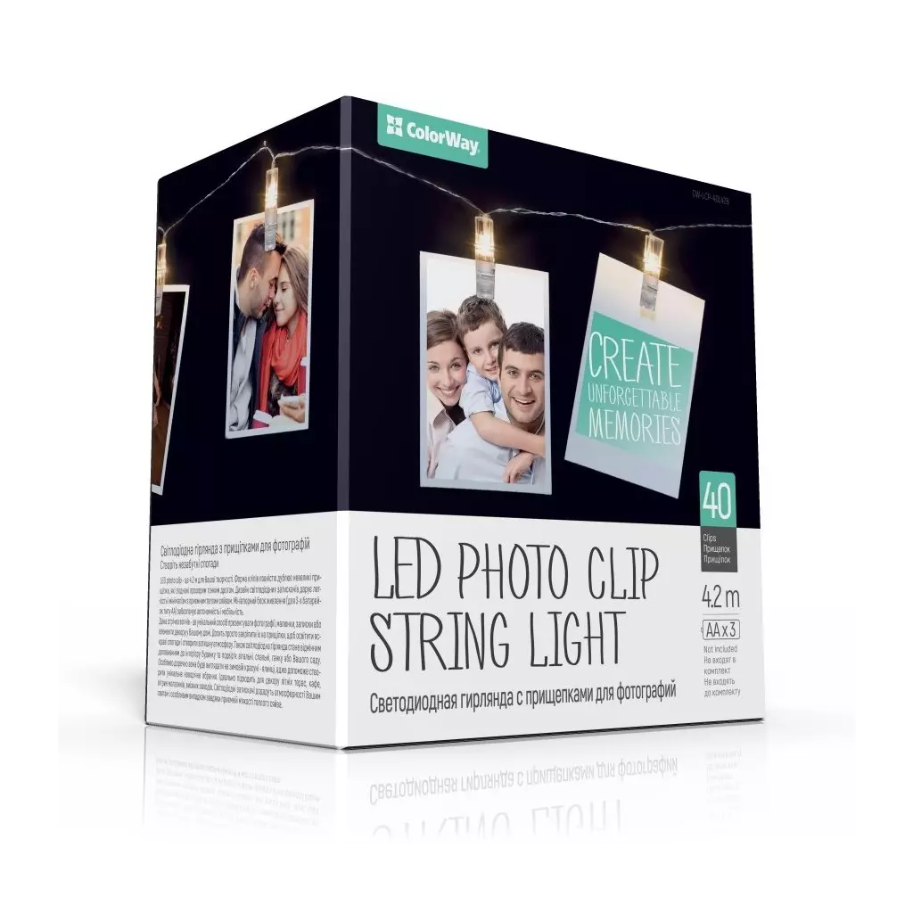 Obrázek produktu COLORWAY LED fotokolíčky / 40 LED / délka 4,2 m / teplá bílá/ napájení 3x AA
