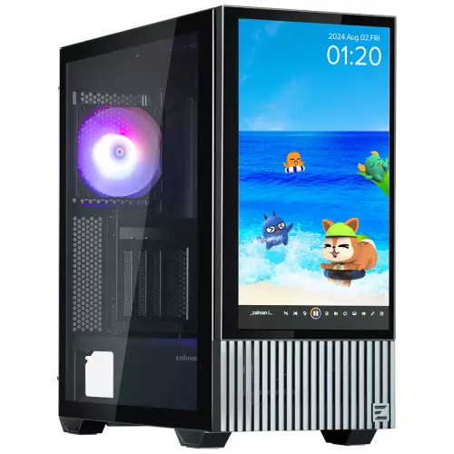 obrázek produktu Zalman skříň Z10 DS Middle Tower 3x120mm fan 2x USB 3.0 USB-C odnímatelný 15.6 displej tvrzené sklo černá
