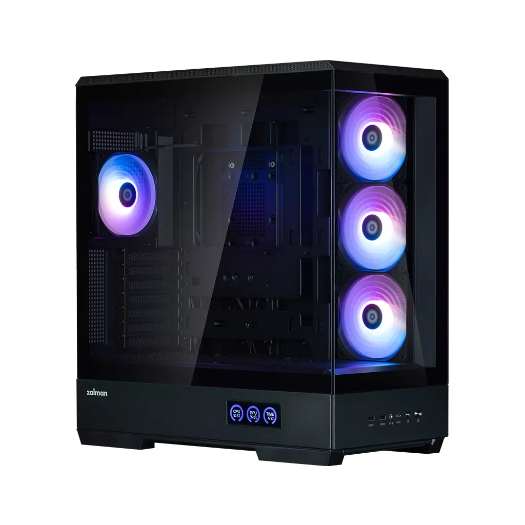 Obrázek produktu Zalman skříň P50 DS Middle Tower 4x120mm ARGB fan 2x USB 3.0 USB-C panoramatická černá