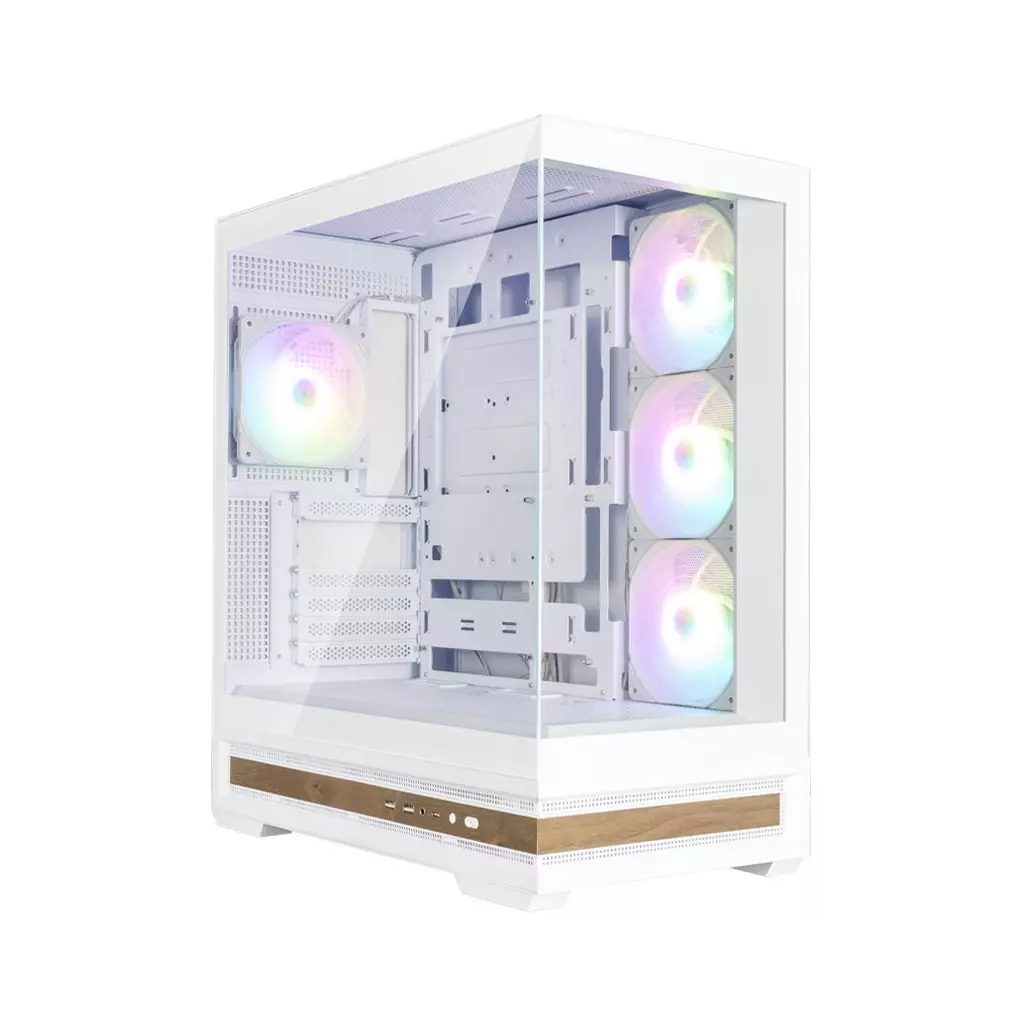 Obrázek produktu Zalman skříň P40 Namu midT 4x120mm ARGB fan 2xUSB 3.0 USB-C panoramatická dřevěné doplňky bílá
