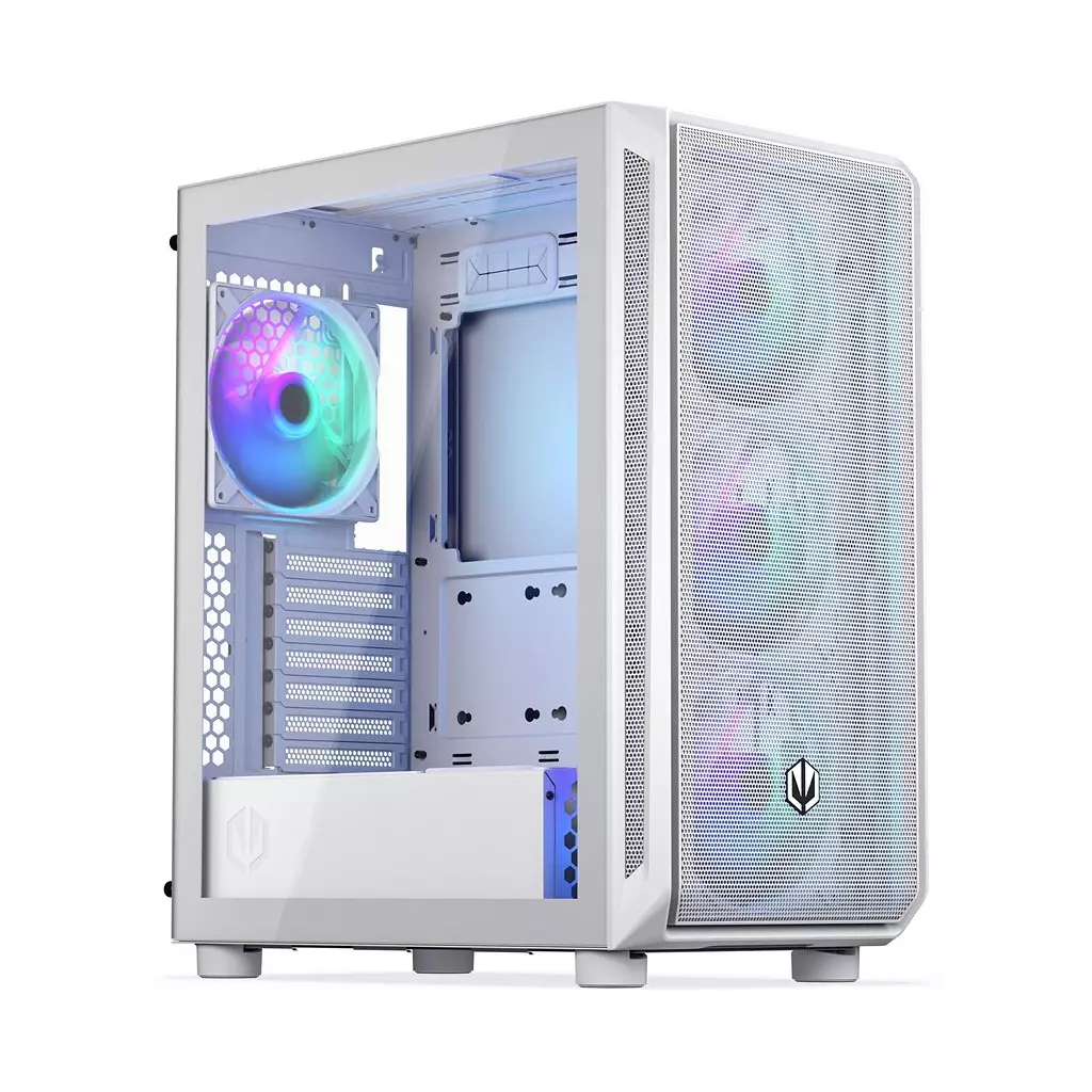 Obrázek produktu Endorfy skříň Arx 500 White ARGB ATX 4x140 ARGB fan (až 7 fans) 2xUSB-A USB-C tvrz. sklo mesh panel bílá