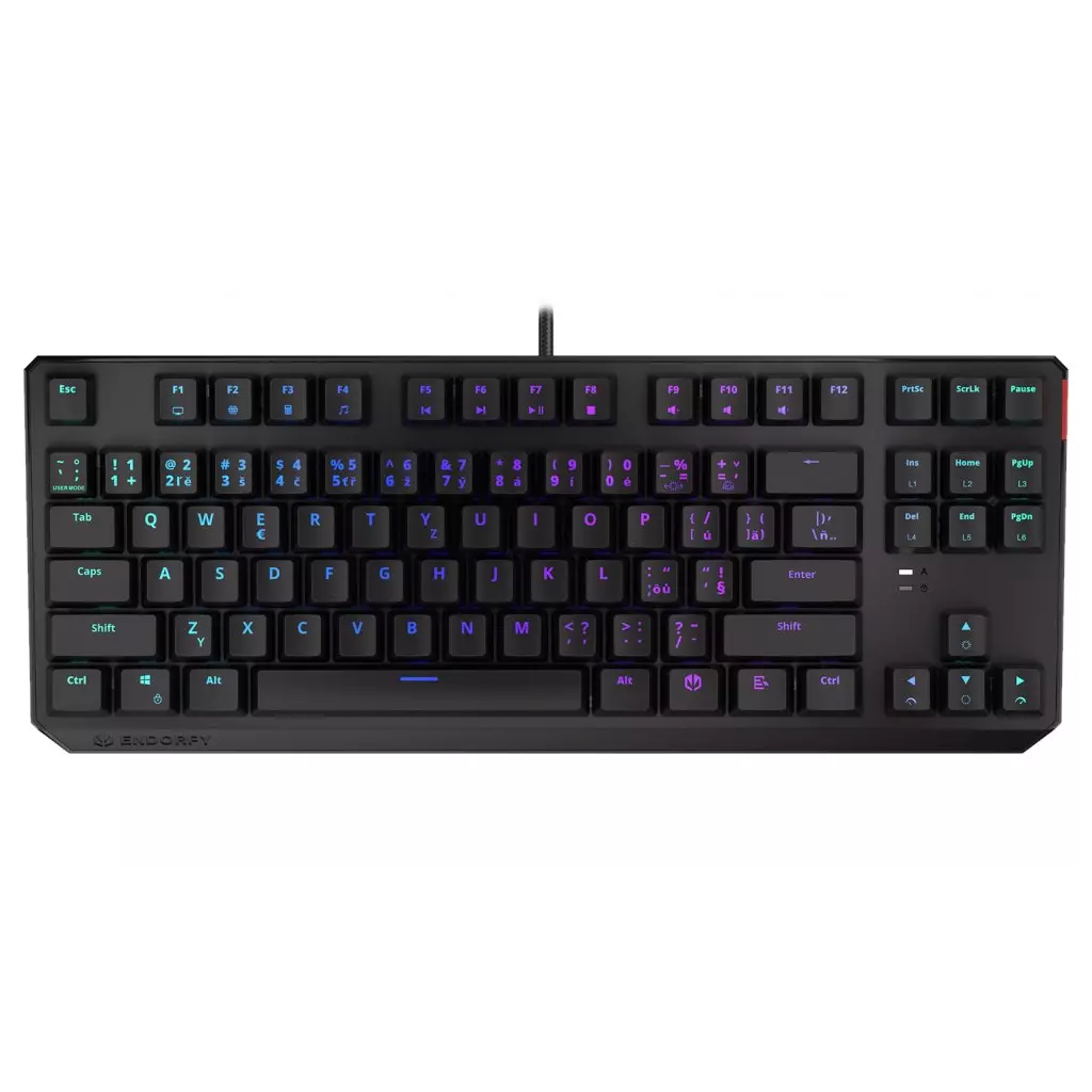 Obrázek produktu Endorfy herní klávesnice Thock TKL Kailh BR RGB USB brown sw. drátová mechanická CZ SK layout černá RGB