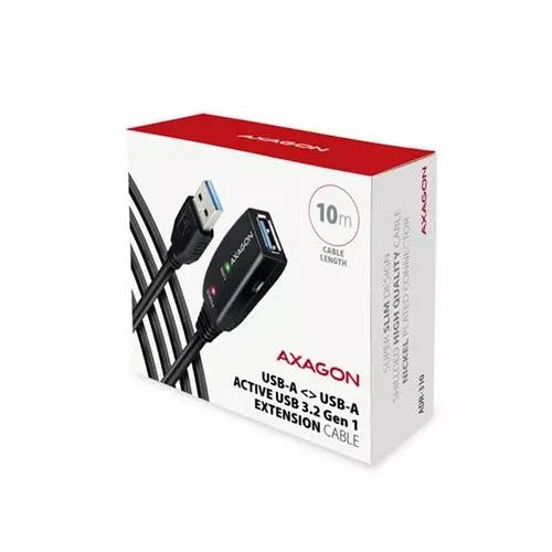 obrázek produktu Axagon ADR-310, USB 3.2 Gen 1 A-M -> A-F aktivní prodlužovací / repeater kabel, 10m
