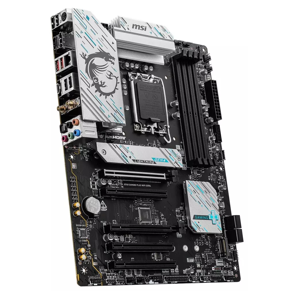 Obrázek produktu MSI B760 GAMING PLUS WIFI DDR4 Intel B760 LGA1700 4x DDR4 2x M.2 HDMI DP WiFi ATX