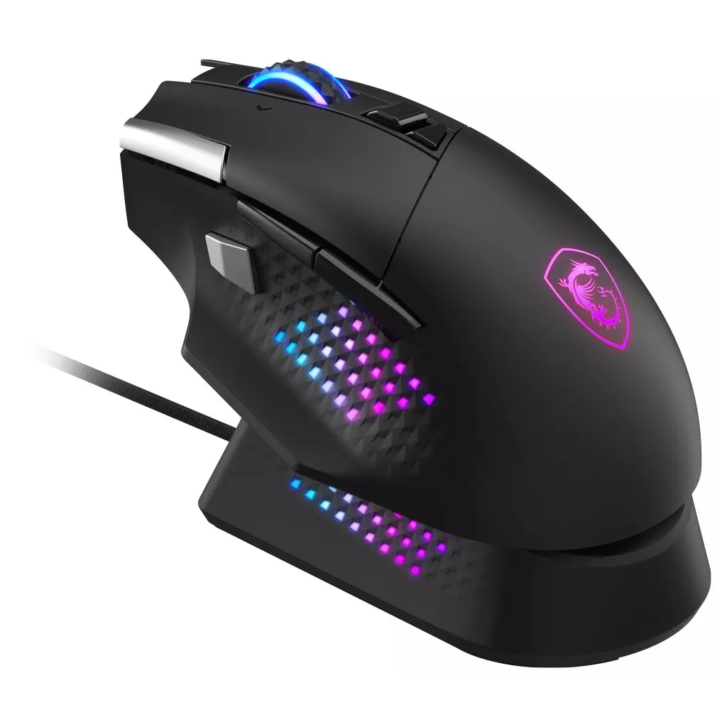 Obrázek produktu MSI herní myš VERSA PRO Wireless + Mouse Dock PRO bezdrátová 26.000 dpi 2,4GHz BT5.3 USB RGB 15 tlačítek