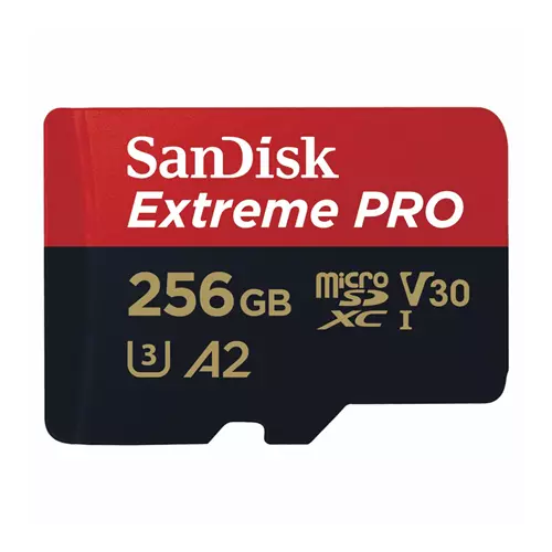 obrázek produktu SanDisk Extreme PRO microSDXC 256GB + SD Adapter 200MB/s and 140MB/s A2 C10 V30 UHS-I U3