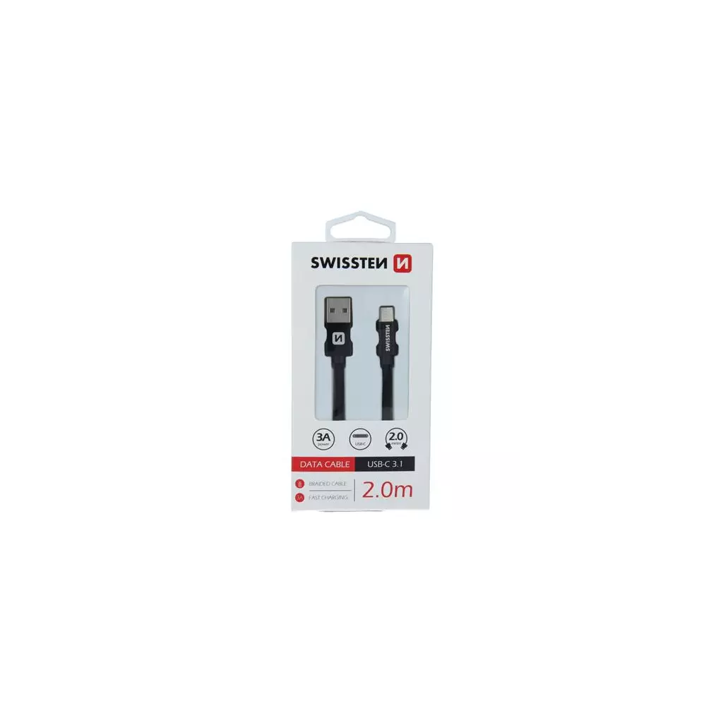 Obrázek produktu Swissten USB/USB-C 2m, textilní, černý