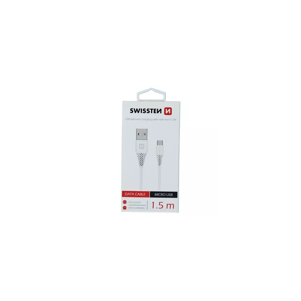 Obrázek produktu Swissten USB/MicroUSB 1.5m, bílý (6,5mm) 