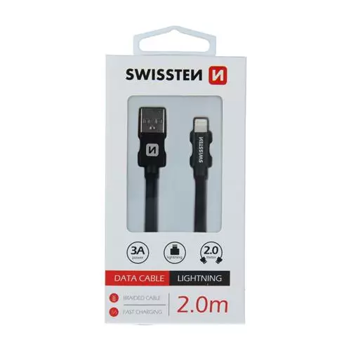 obrázek produktu Swissten datový kabel textile USB / Lightning 2,0 M, černý