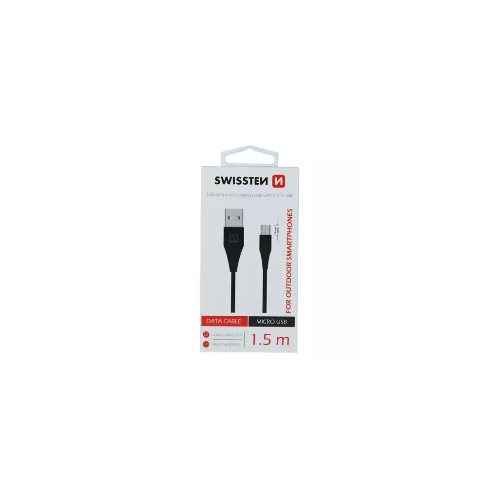 Obrázek produktu Swissten datový kabel USB / Micro USB 1,5 M, černý (9Mm)