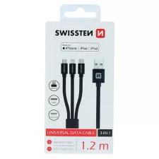 obrázek produktu Swissten datový kabel textile 3In1 Mfi 1,2 M, černý