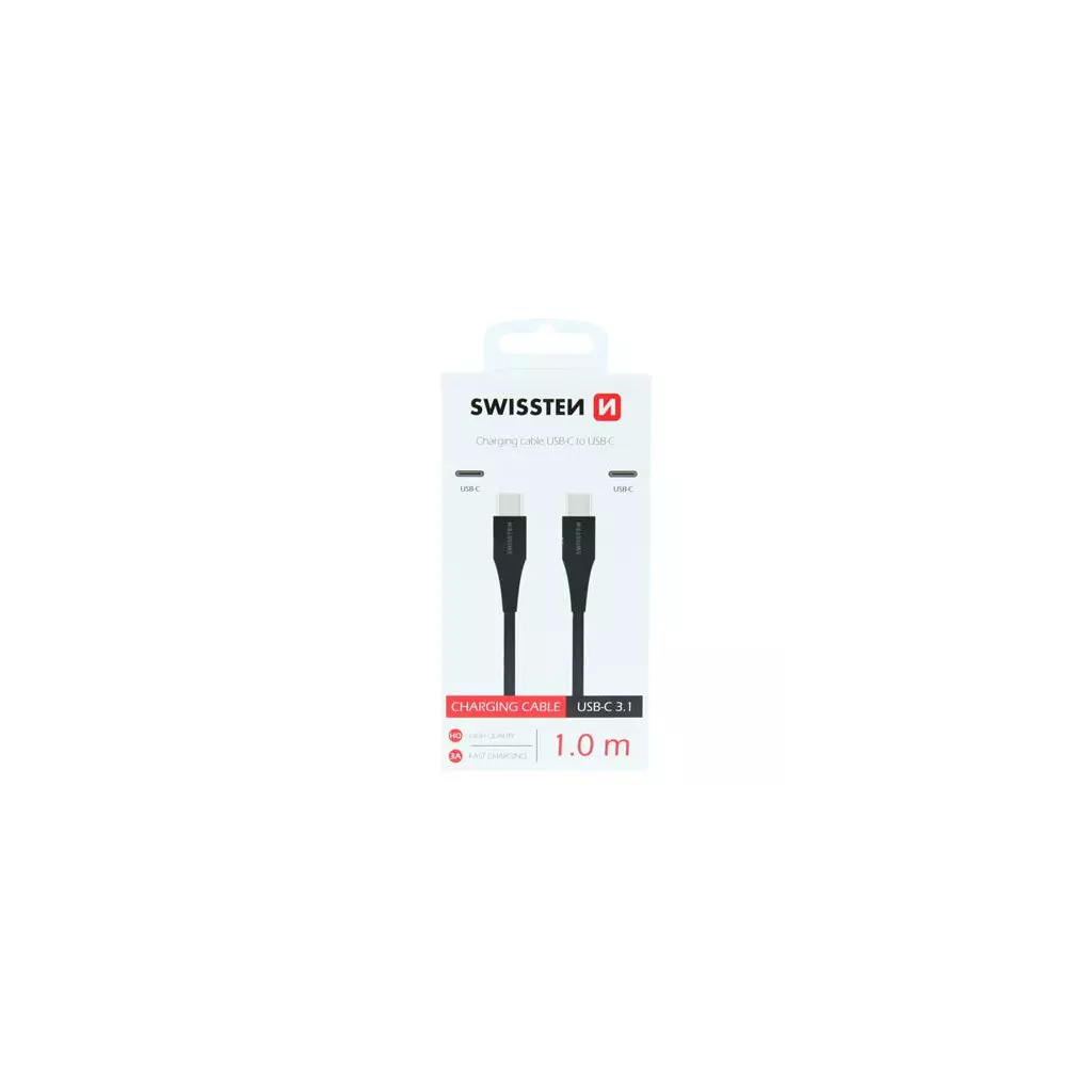 Obrázek produktu SWISSTEN kabel USB-C USB-C 1m 3A černá (vhodné do