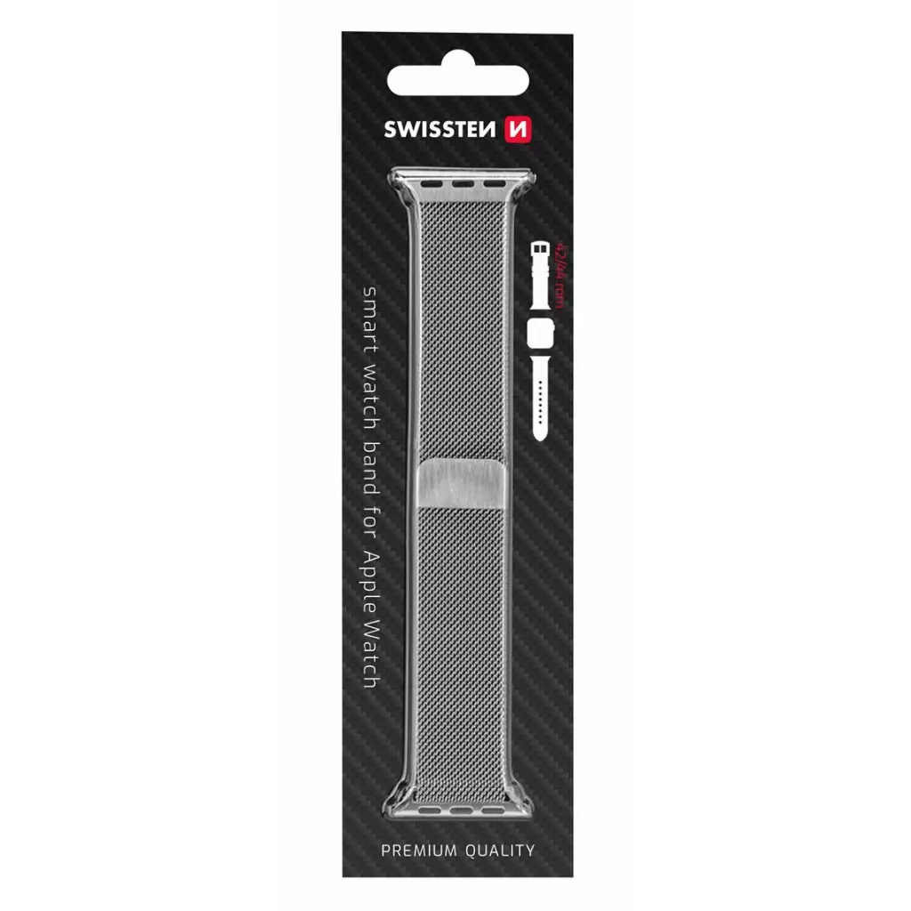 Obrázek produktu Swissten řemínek pro Apple Watch Milánský TAH 42-44 mm stříbrný