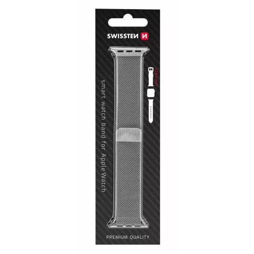 obrázek produktu Swissten řemínek pro Apple Watch Milánský TAH 42-44 mm stříbrný