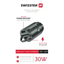 obrázek produktu Swissten cl adaptér power delivery usb-c + super charge 3.0 30w nano stříbrný