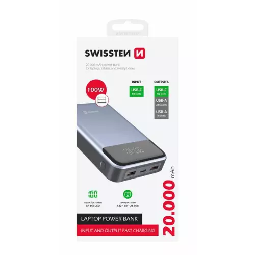 obrázek produktu Swissten Power bank 20000 mAh 100W power delivery pro notebooky