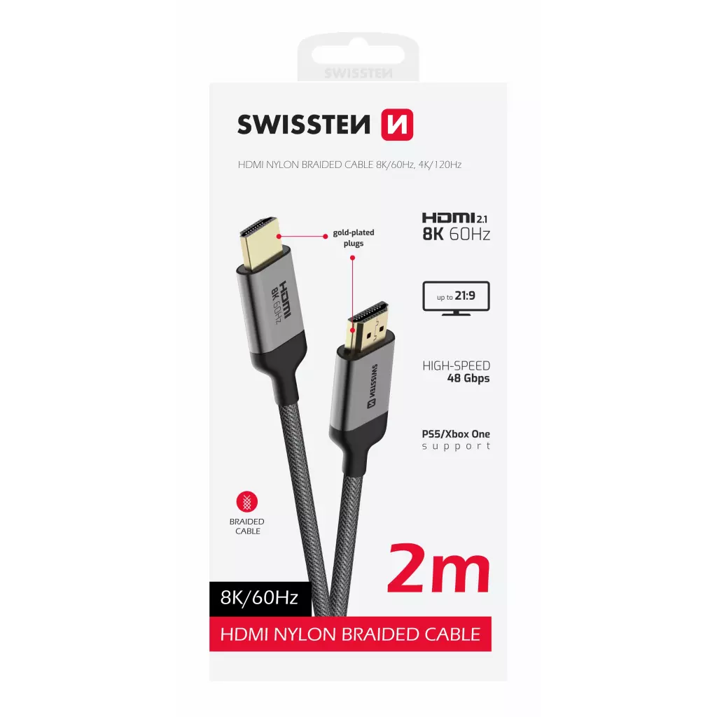 Obrázek produktu Swissten kabel HDMI na HDMI 8k 60hz 2,0 m