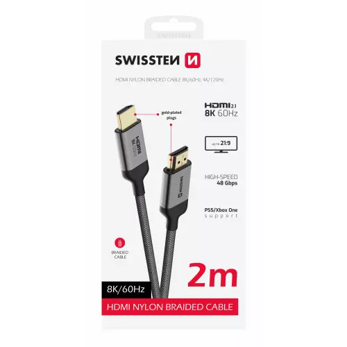 obrázek produktu Swissten kabel HDMI na HDMI 8k 60hz 2,0 m