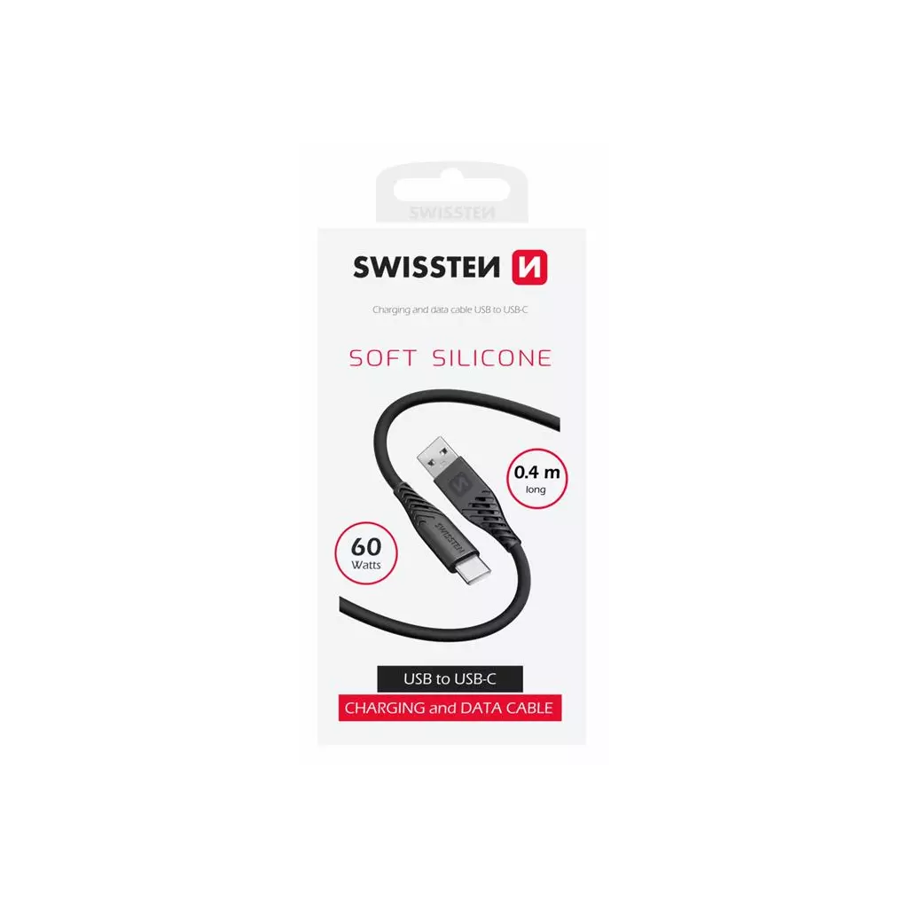 Obrázek produktu Swissten datový kabel soft silicone USB / USB-C 0,4 m černý