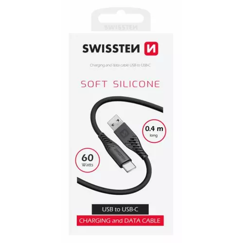 obrázek produktu Swissten datový kabel soft silicone USB / USB-C 0,4 m černý