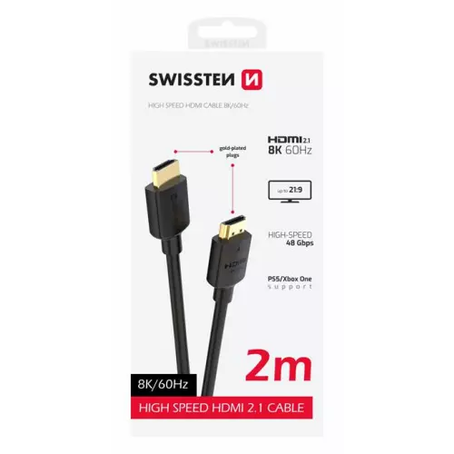 obrázek produktu Swissten kabel HDMI na HDMI 8k 60hz 2,0 m pvc