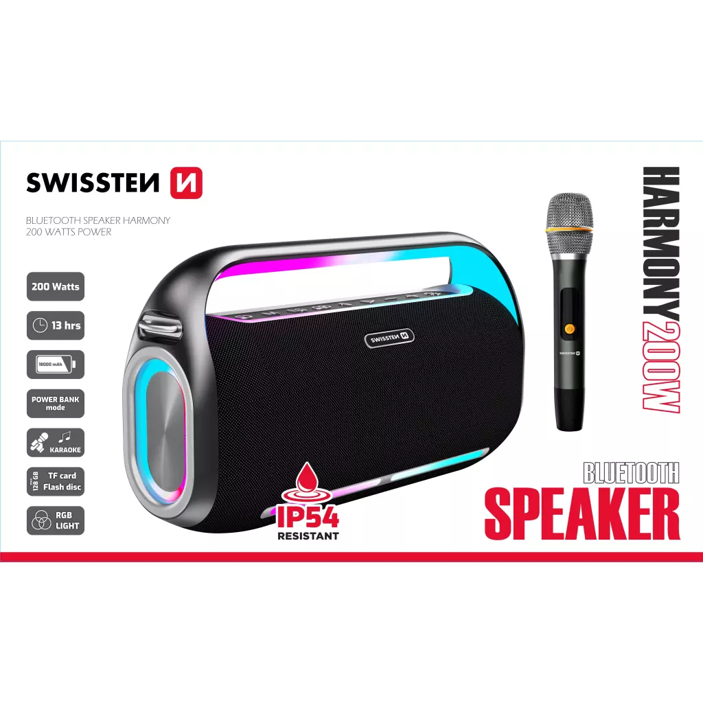 Obrázek produktu Swissten bluetooth reproduktor Harmony 200W černý