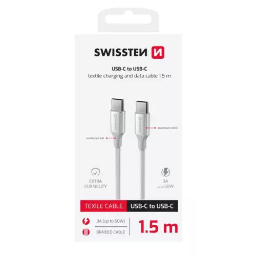 obrázek produktu Swissten Datový kabel textile II USB-C USB-C 1,5 m bílý