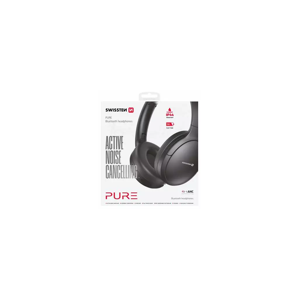 Obrázek produktu Swissten Bluetooth ANC sluchátka Pure černá