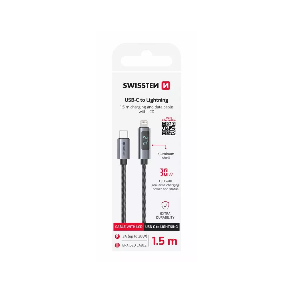Obrázek produktu Swissten LCD kabel USB-C Lightning 1,5m