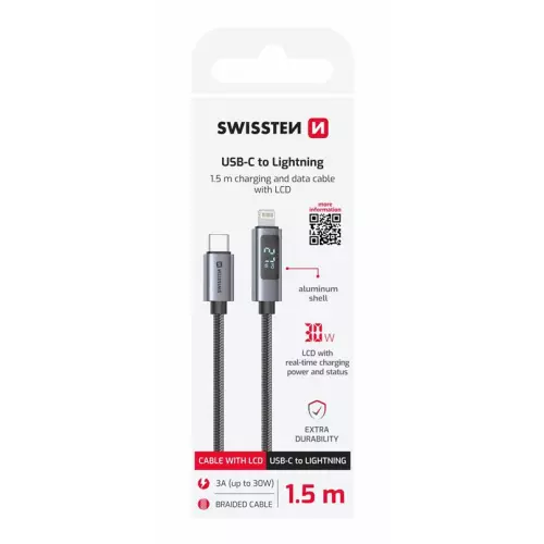 obrázek produktu Swissten LCD kabel USB-C Lightning 1,5m