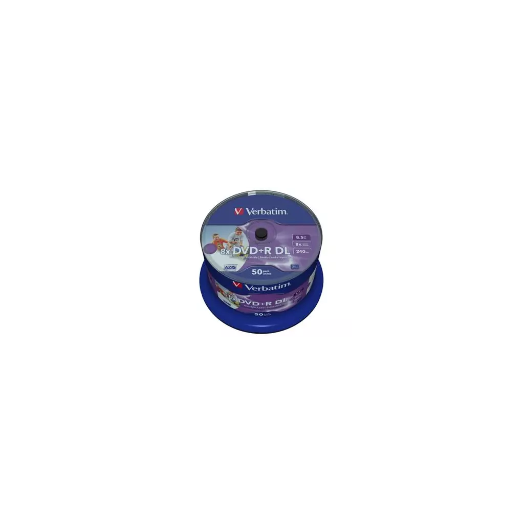 Obrázek produktu Verbatim DVD+R(50-pack)DoubleLayer/Spindle/8X/8.5GB/Printable/NoID 43703