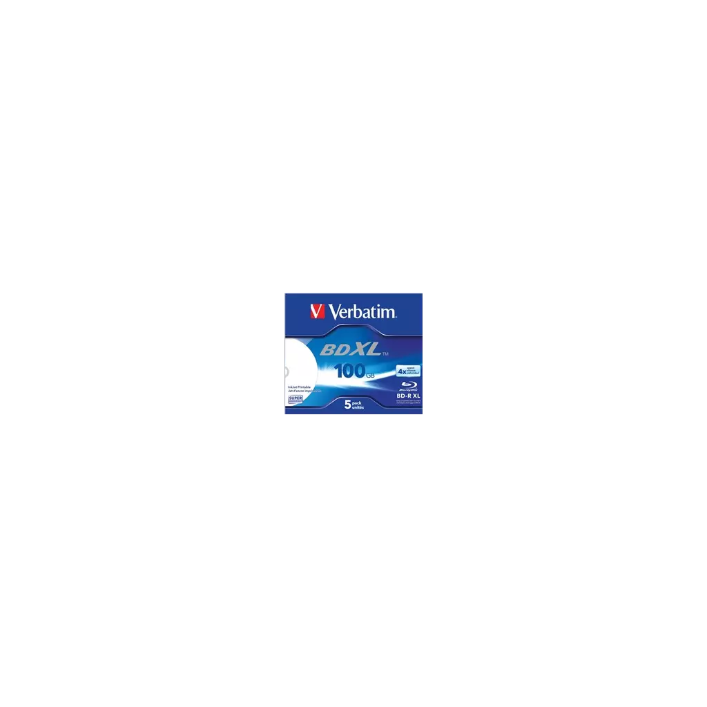 Obrázek produktu Verbatim BD-R XL (5-pack)Blu-Ray/Jewel/DL/4x/100GB/ WIDE WHITE INKJET PRINTABLE HARDCOAT SURFACE 43789
