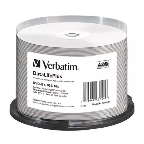 obrázek produktu Verbatim DVD-R 4,7 GB (120min) 16x Profesional Printable 50-cake NON-ID