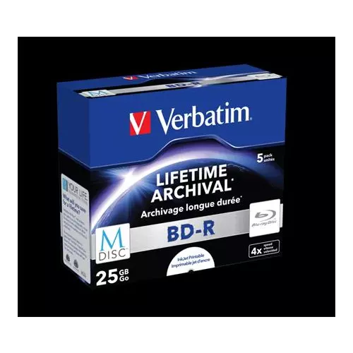 obrázek produktu Verbatim M-Disc BD-R 4x 25GB Inkjet Printable 5 pack Jewel Case