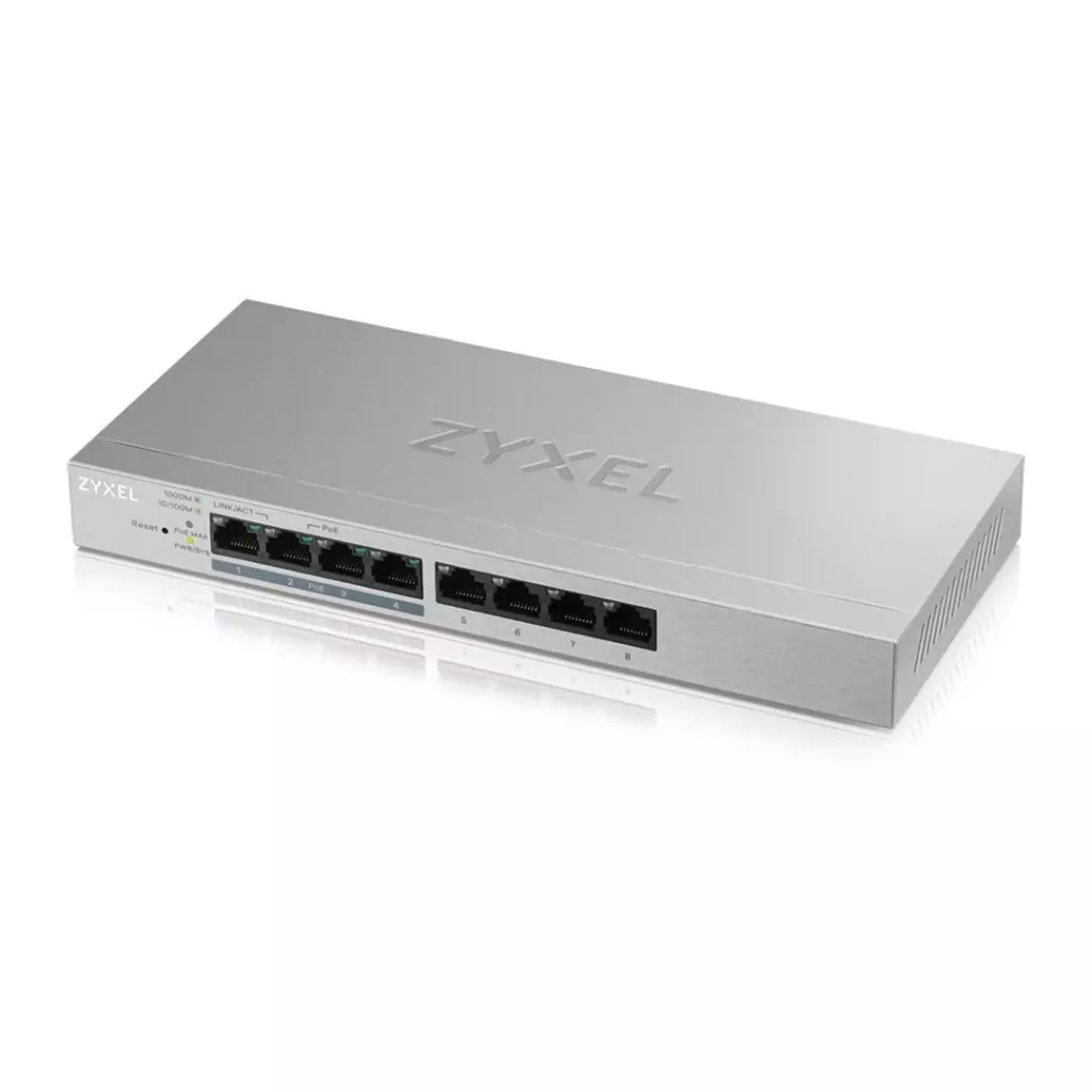 Obrázek produktu Zyxel 8xGb 4xPOE fanless desktop sw. GS1200-8HPV2