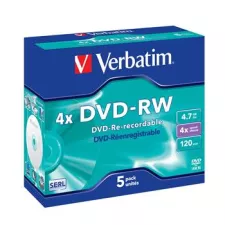 obrázek produktu VERBATIM DVD-RW SERL 4,7GB, 4x, jewel case 5 ks