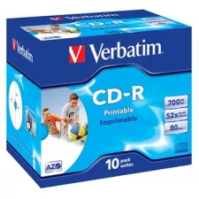 obrázek produktu VERBATIM CD-R AZO 700MB, 52x, printable, jewel case 10 ks