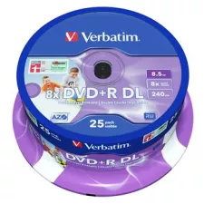 obrázek produktu VERBATIM DVD+R DL AZO 8,5GB, 8x, printable, spindle 25 ks