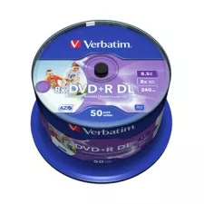 obrázek produktu VERBATIM DVD+R DL DataLifePlus 8,5GB, 8x, printable, spindle 50 ks