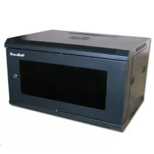 obrázek produktu XtendLan 6U/600x450, na zeď, jednodílný, rozložený, skleněné dveře, černý