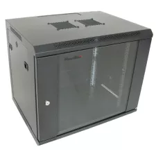 obrázek produktu XtendLan 19\" nástěnný rozvaděč 9U 600x450, nosnost 60 kg, skleněné dveře, svařovaný, černý