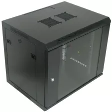 obrázek produktu XtendLan 9U/600x450, na zeď, jednodílný, rozložený, skleněné dveře, černý
