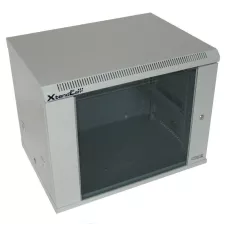 obrázek produktu XtendLan 19\" nástěnný rozvaděč 9U 600x450, nosnost 60 kg, skleněné kouřové dveře, svařovaný, šedý
