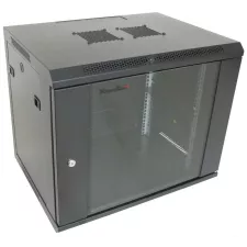 obrázek produktu XtendLan 19\" nástěnný rozvaděč 12U 600x600, nosnost 60 kg, skleněné dveře, rozložený, černý